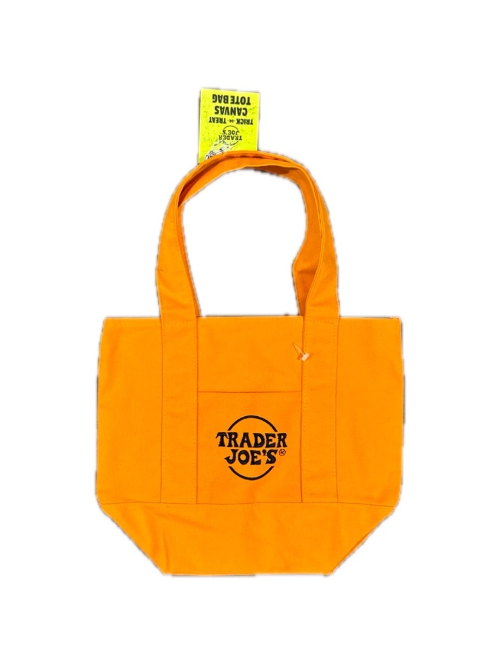 Trader Joe's Mini Halloween Canvas Tote Bag Black/Orange